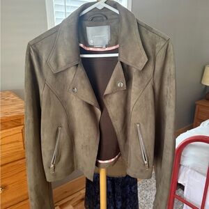 Anthropologie olive green Leather Jacket